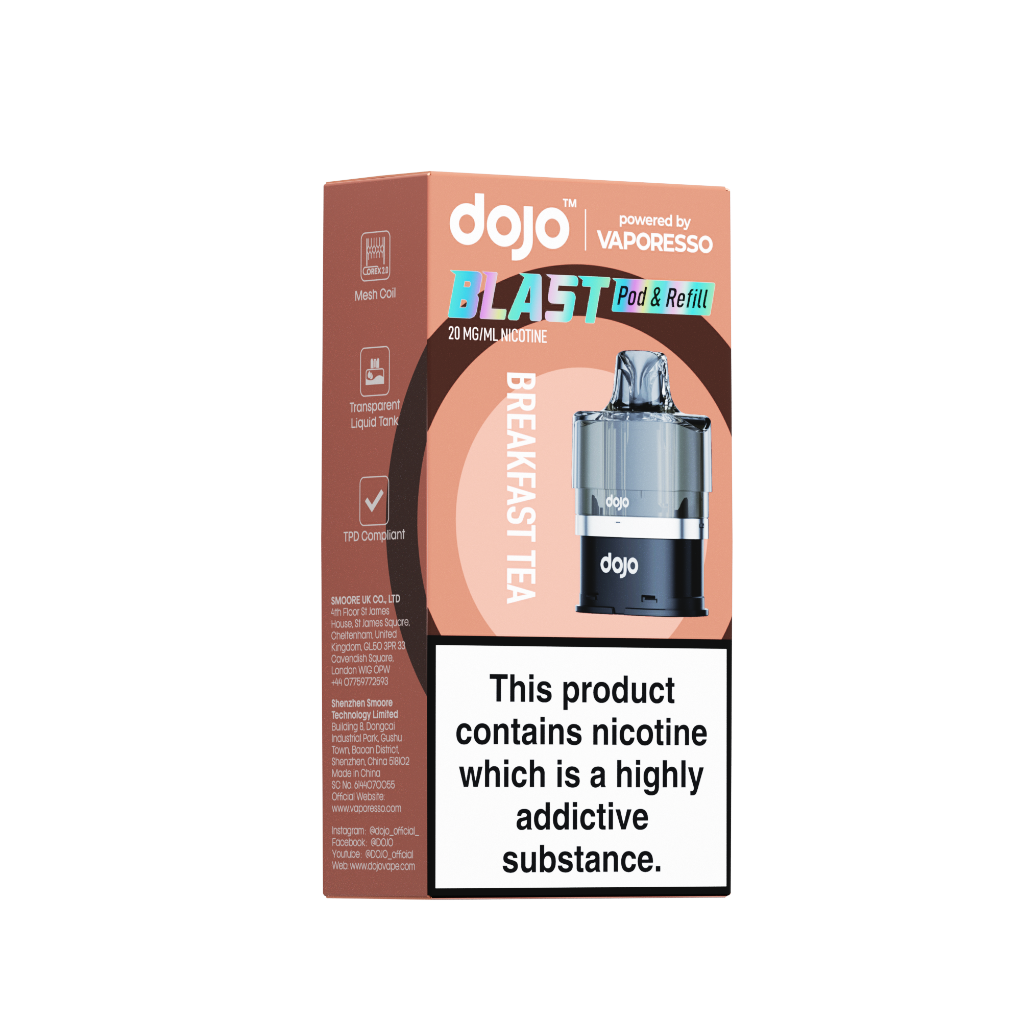 Vaporesso, Dojo - BLAST6000 Pre-filled Pod - Breakfast Tea - 2% Nicotine (20mg)